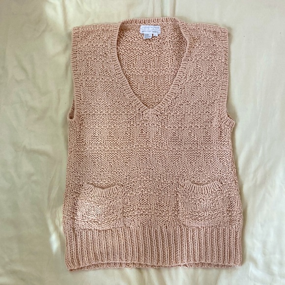 VINTAGE | Silk Blend Handknit 🩰 Pink Sleeveless Tunic Sweater Large - Picture 6 of 10